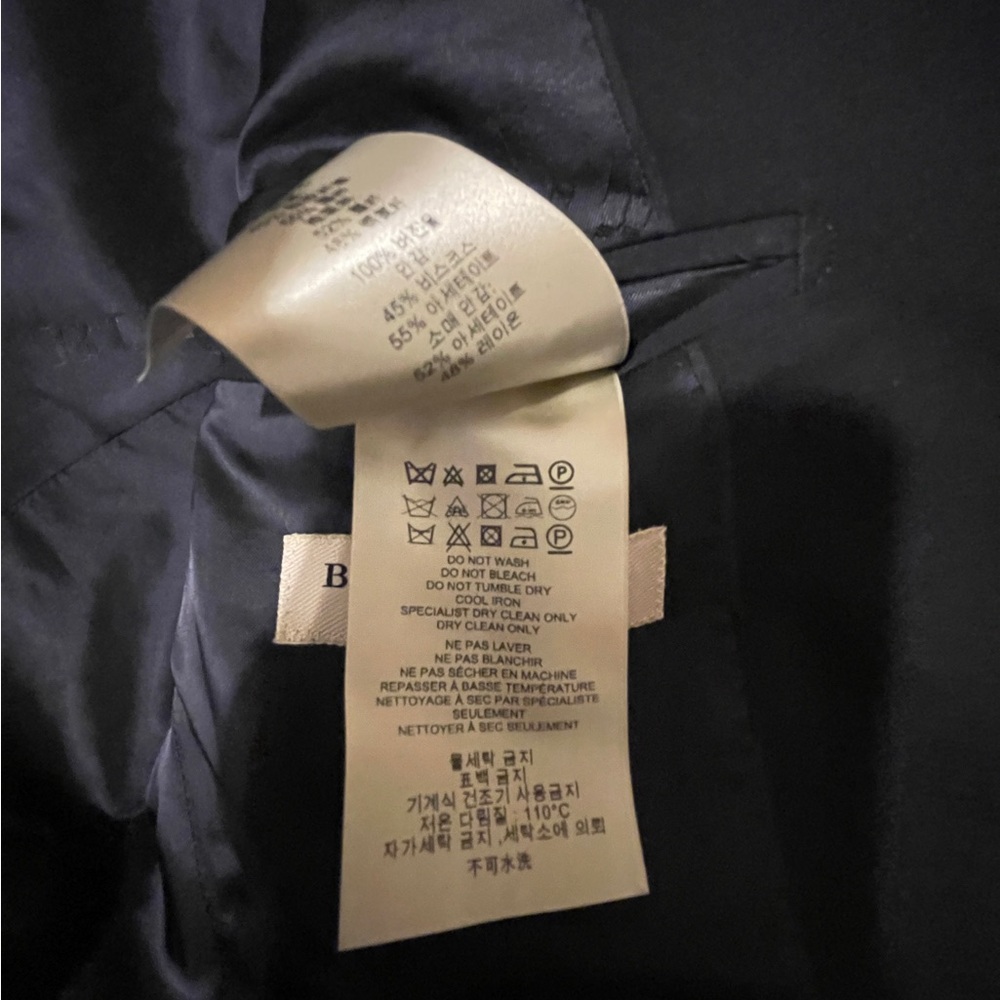 Wool Burberry Blue Blazer with Notch Lapels and Wool Blend - Picture 15 of 17